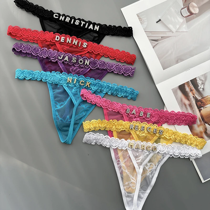 Thong Bikini Women - Personnalité personnalisé string nom cristal lettre