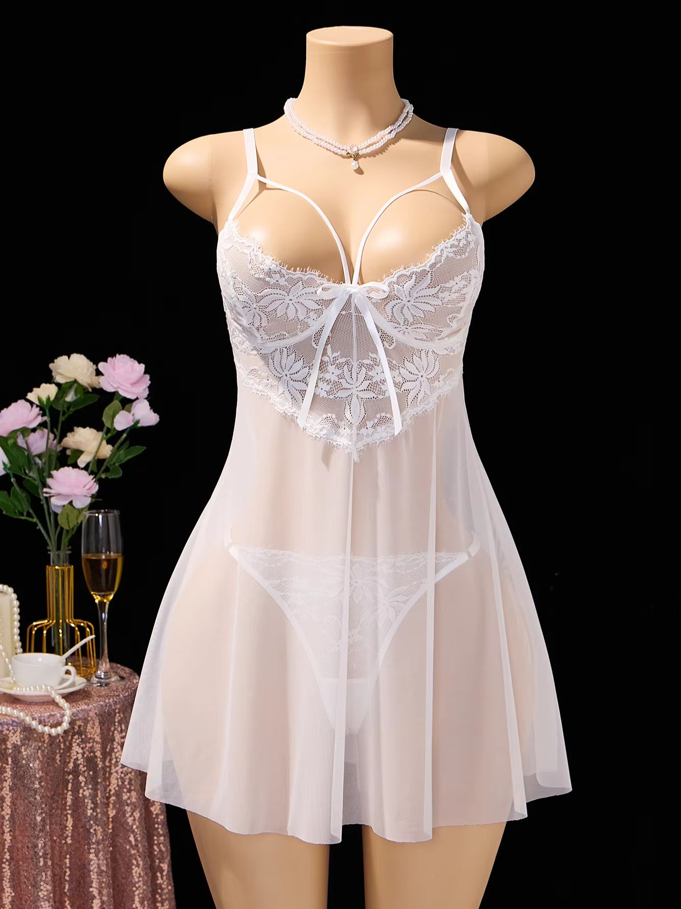 Robe de nuit en dentelle blanc - Babydoll Chemise Night avis et prix